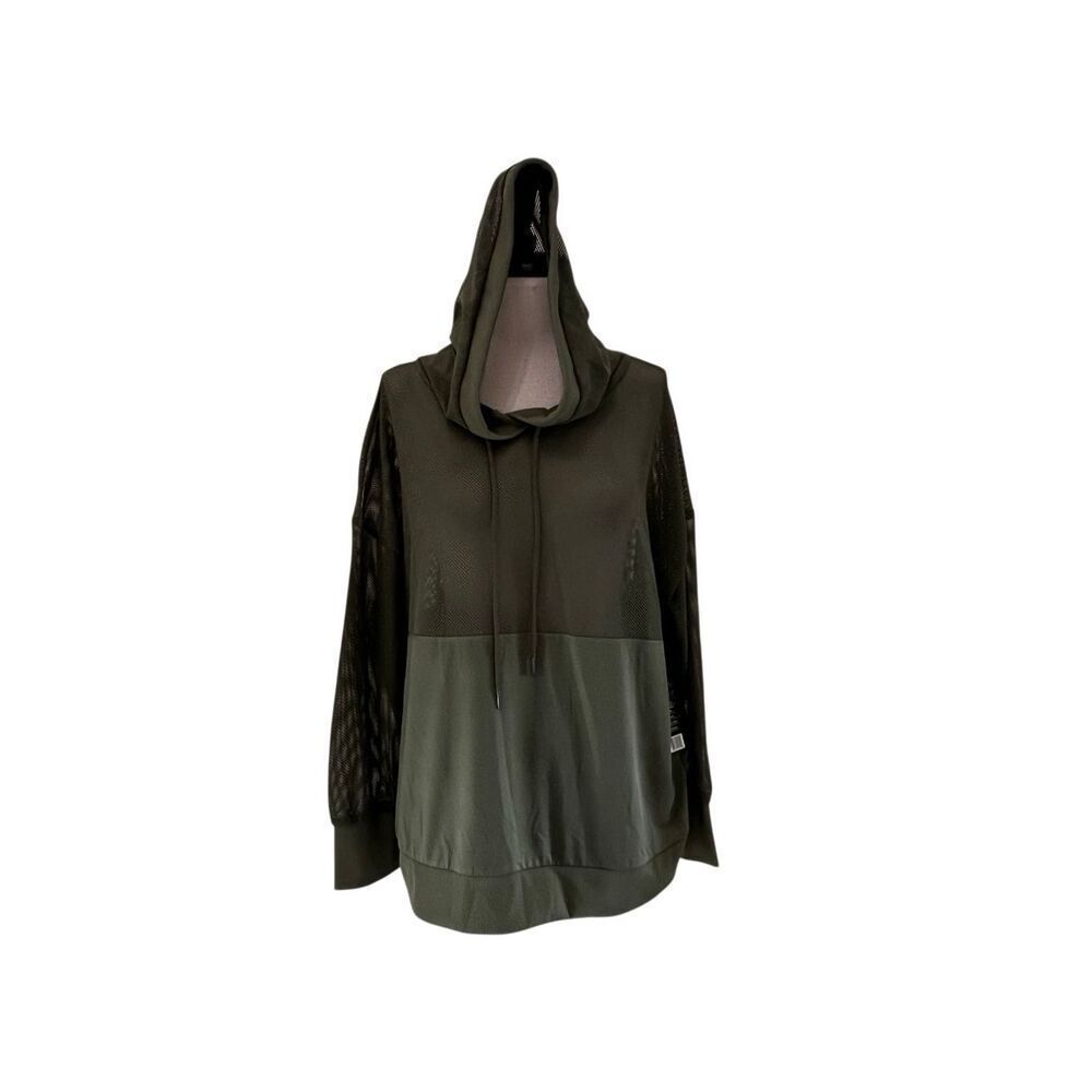 Cali Sport Women's Mesh Panel Gym Pullover Hoodie Green 1X NWT